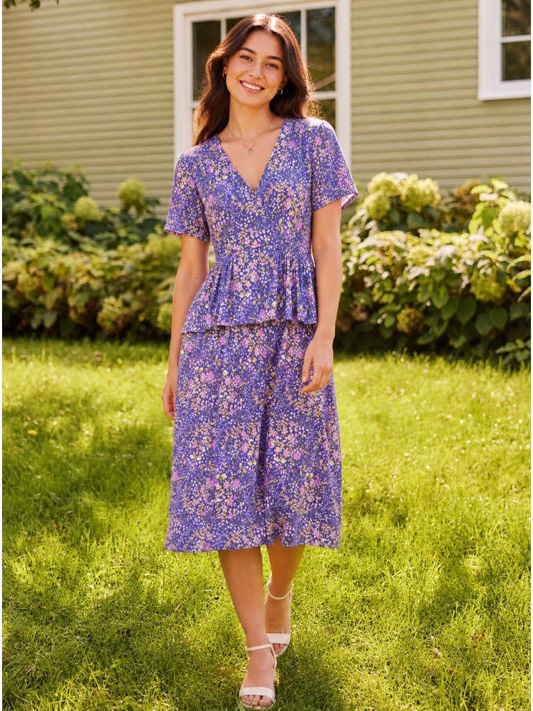 April Cornell Penelope 1940s Dress Lavender Purple Floral Midi L